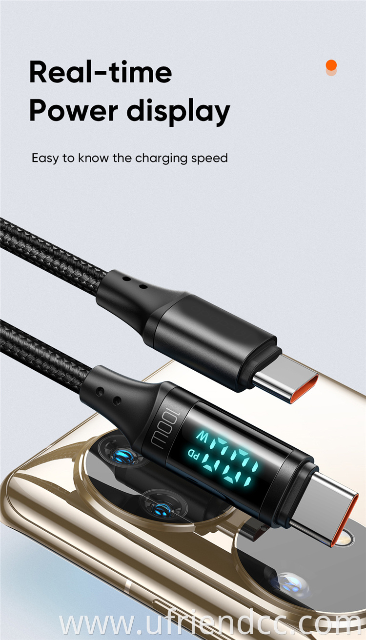 100W Pd E-mark chip 5A 3A Fast charging Phone Charger Type C To Type C Pd Charging Usb Cables